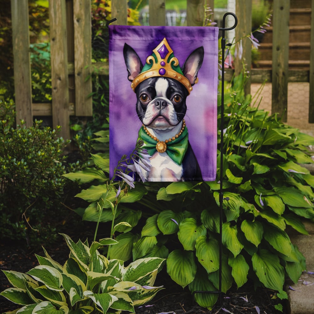 Boston Terrier King of Mardi Gras Garden Flag 11.25 in x 15.5 in