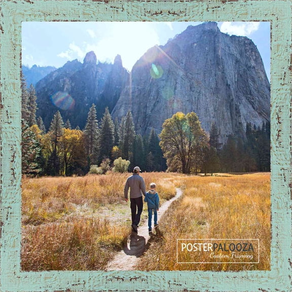 13x13 Shabby Chic Green Picture Frame - UV Acrylic, Foam Board Backing, Hanging Hardware