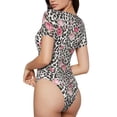 thumbnail image 2 of Kdxio Rose Mix Leopard 3 for Women's Short-Sleeved Onesie Stylish Round Neck Pajamas Bodysuit Jumpsuit Nightwear-Small, 2 of 7