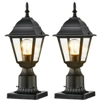 ASHOP Outdoor Post Lantern, Black Porch Fixtures, 2 Pack, 5.9" Pier Mount for Patio Entryway