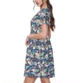 thumbnail image 2 of Goofa Tropical Sloth Pattern Women Summer Short Sleeve Midi Dress with Pockets Casual Aline Flowy Tshirt Dress Vocation Beach Sundress, 2 of 6