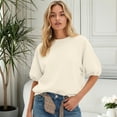 thumbnail image 2 of Unir Women's Raglan Puff Half Sleeve Crewneck Sweatshirt Oversized Cotton Feel Spring Casual Layering Top 1PC S-XXXL Plus Size Friendly, 2 of 4