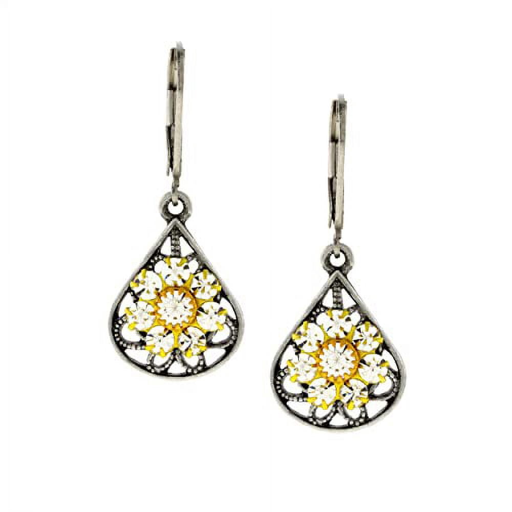 1928 Jewelry Flower Spirit Clear Crystal Cluster Drop Earrings