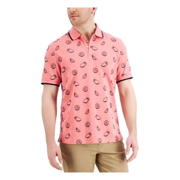 CLUBROOM Mens Pink Classic Fit Performance Stretch Polo L