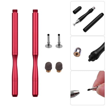 Touch Screen Drawing Stylus Fine Point 2 in 1 Stylus Pens with Fiber and Disc Universal Capacitive TouchScreens Stylus Pen for Cellphone Tablet Writing Drawing Pack of 2pcs 2Red ()