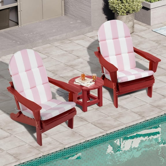 Crestlive 50x19.6 Inch Adirondack Chair Cushion Set of 2, Water Repellent, Fade Resistant, High Back Outdoor Rocking Chair Cushion for , Pink Stripe