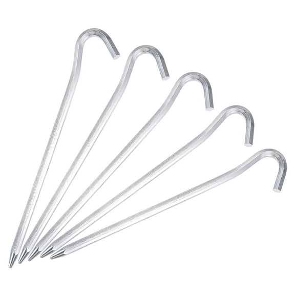 Uxcell 18cm/7 Inch Hexagon Aluminum Camping Tent Stakes with Hook Silver Tone 10 Pack