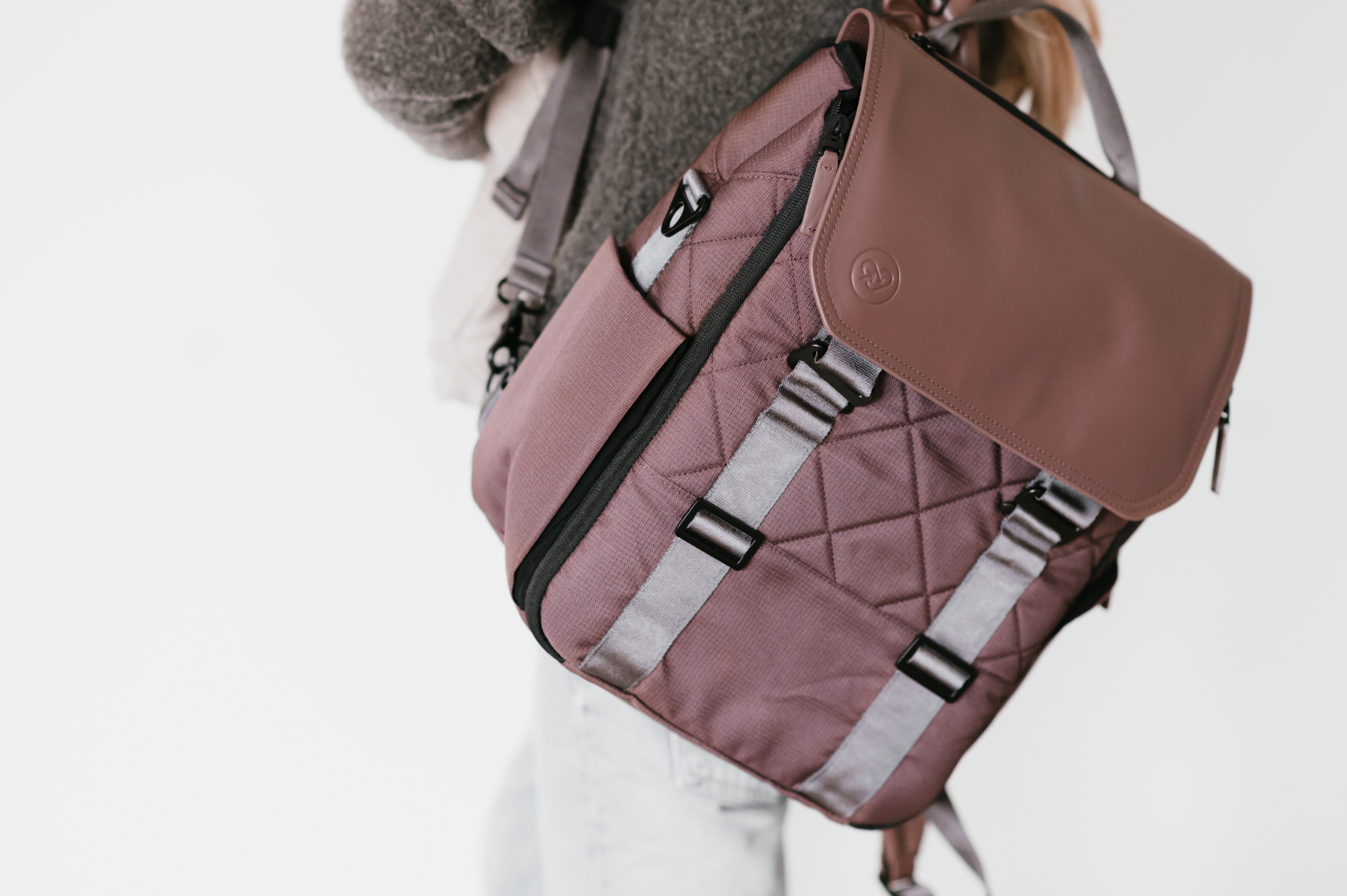 Paperclip Willow Diaper Bag Backpack with Fold-Out Changing Station, Baked Oak Brown