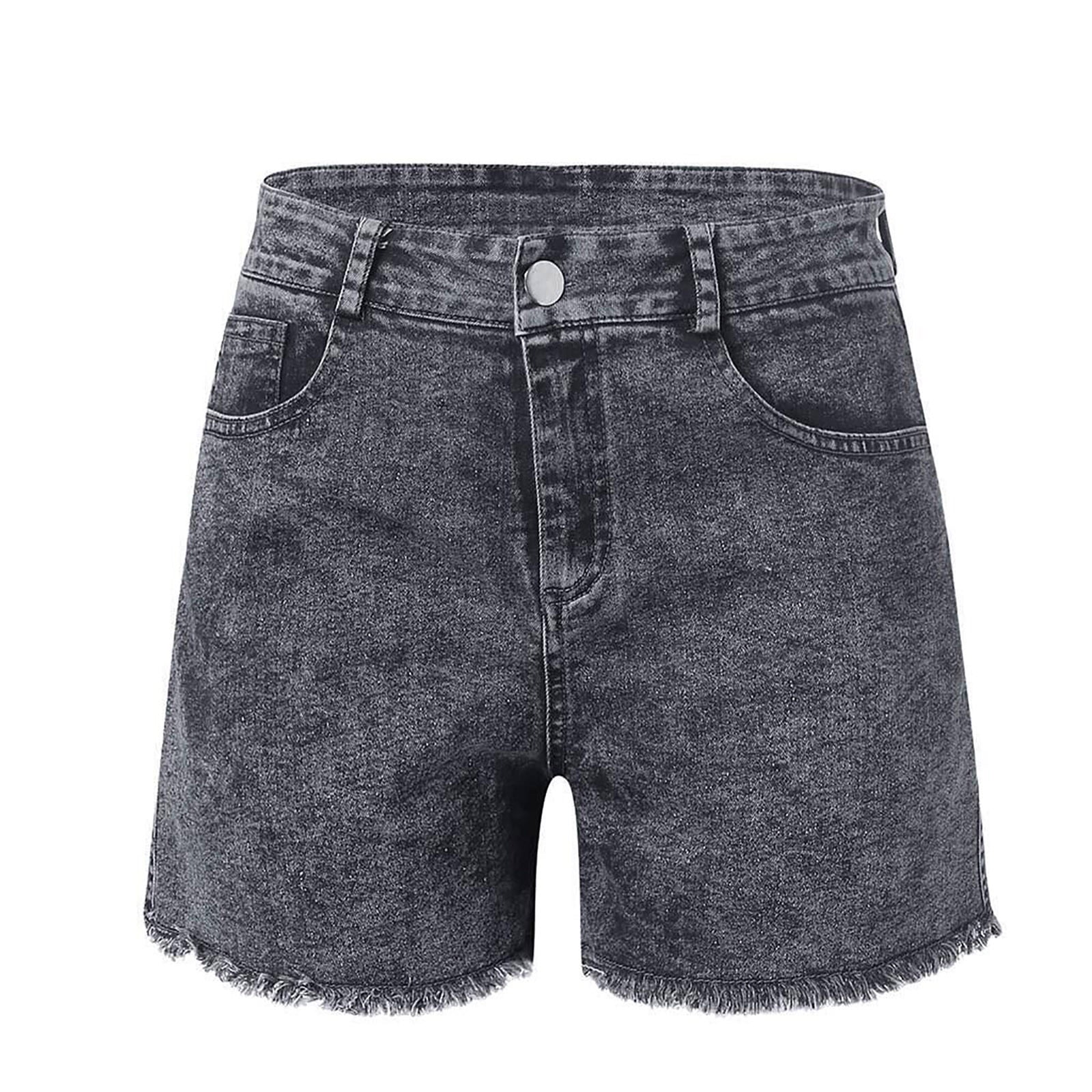 Grey high waisted denim shorts new arrivals