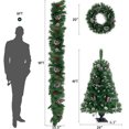 thumbnail image 4 of 4 Pieces Christmas Tree Decor Set, Pre-lit Artificial Christmas Home Decor with Lights and Pine Cone, Christmas Decor with 2 Christmas Tree, Christmas Garland and Pine Wreath, S9963, 4 of 9