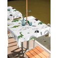 thumbnail image 2 of Outdoor Tablecloth with Umbrella Hole for Patio/Picnic/Party/Camping, Cartoon Dinosaurs Waterproof Table Cloth Square Cover Washable, Funny Cute Mountain Leaves Herbs Dots (60"x 60"), 2 of 8
