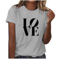 thumbnail image 2 of Holiday Deals kttectoa Classic Fit Casual T Shirt Basic Tops Going Out Tops for Women LOVE Print T Shirts Short Sleeve Lace Crewneck Blouse for Ladies On-trend Low Spend Street, 2 of 4