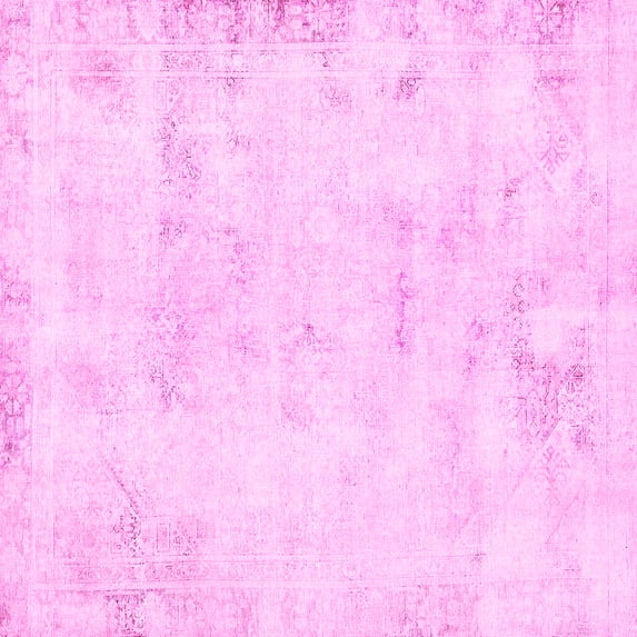 Ahgly Company Indoor Square Abstract Pink Modern Area Rugs, 3' Square