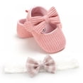 thumbnail image 3 of Cotton Baby Boys Girls Shoes for 0-18 Months Infant First Walking Shoes Anti-Slip Casual Walking Shoes Bow Sneakers with Headband,2PCS, 3 of 4