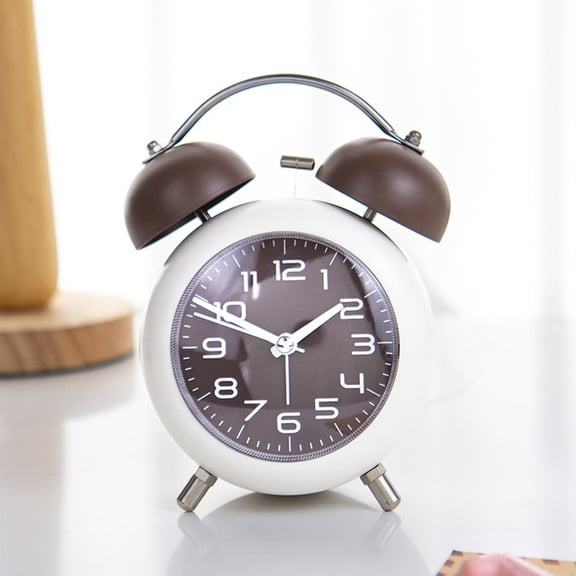 Alarm Clock, Metal 4 Inch Desk Table Analog Clock Silent with Night Light for Dormitory Home Office Travel Decor Alarm Clock