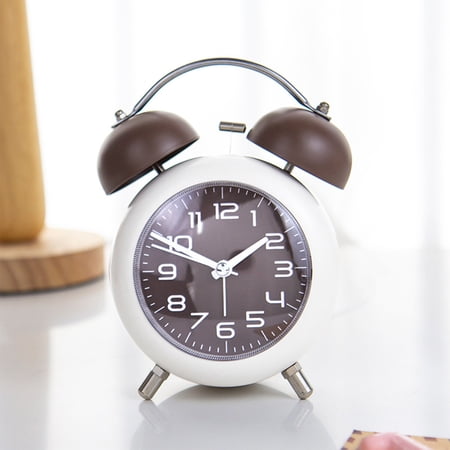 Alarm Clock, Metal 4 Inch Desk Table Analog Clock Silent with Night Light for Dormitory Home Office Travel Decor Alarm Clock
