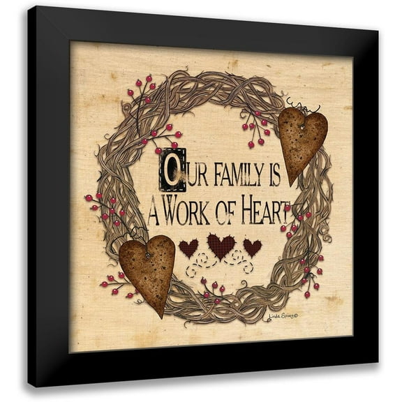 Spivey, Linda 12x12 Black Modern Framed Museum Art Print Titled - Our Family is a Work of Heart