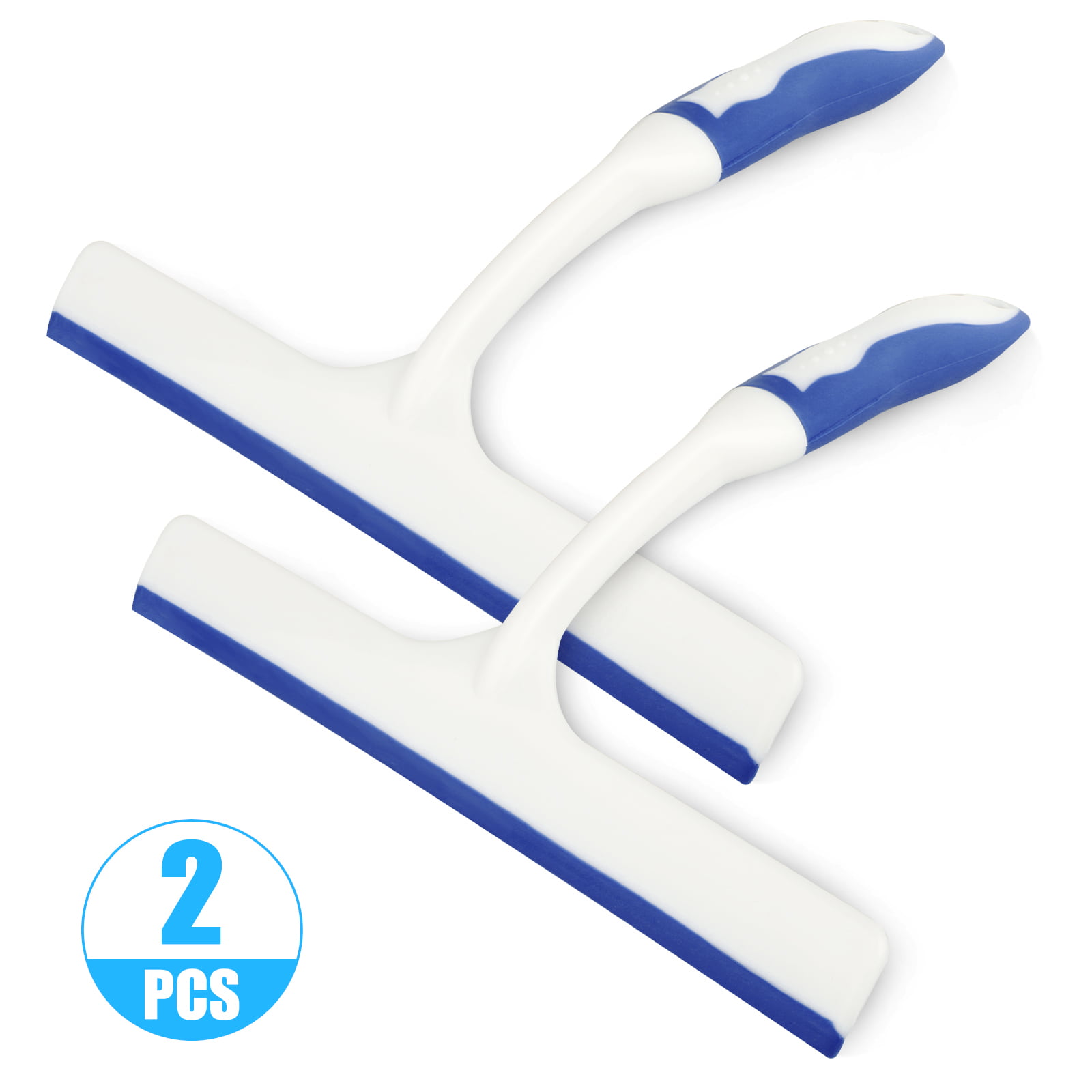Kitchen and Car-Blue Handle NEW POWER Window Squeegees,Rubber Glass Wiper Blades for Bath