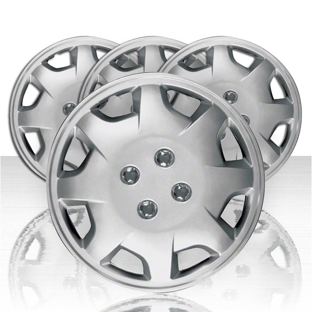 Set of Four 14" Silver ABS 8 Spoke Hubcap Wheel Covers (Push-on)