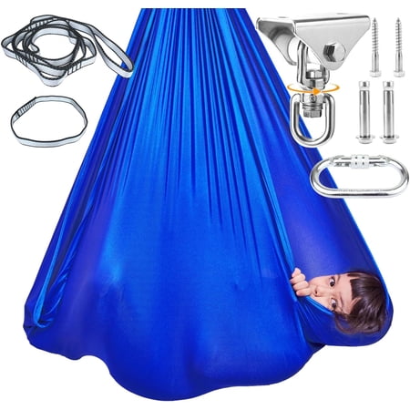 Sensory Swing for Kids with 360 ° Swivel Hook, Saggy-Resistant Double-Layer Fabric Indoor/Outdoor Cocoon Therapy Swing for Autism, Yoga & Play