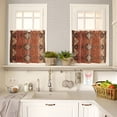 thumbnail image 4 of Southwest Kitchen Curtain Set, Geometric Stripe Boho Native Flower Print Window Valance and Tiers 24" Length, Light Filtering Short Curtains Valance for Cafe Bathroom Bedroom 54"x18", 4 of 7