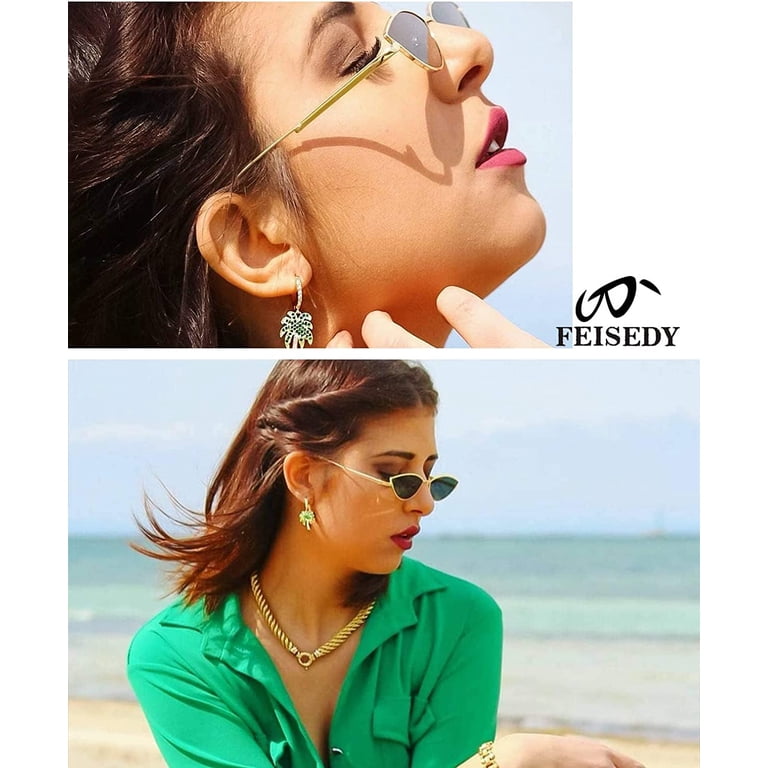 FEISEDY Fashion Designer Sunglasses Retro Small Petals Shape 