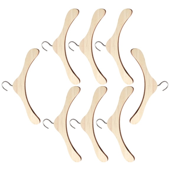 STOBOK Set of 8 Beige Wooden Miniature Doll Clothes Hangers Small Size Simple Design for Doll Accessories