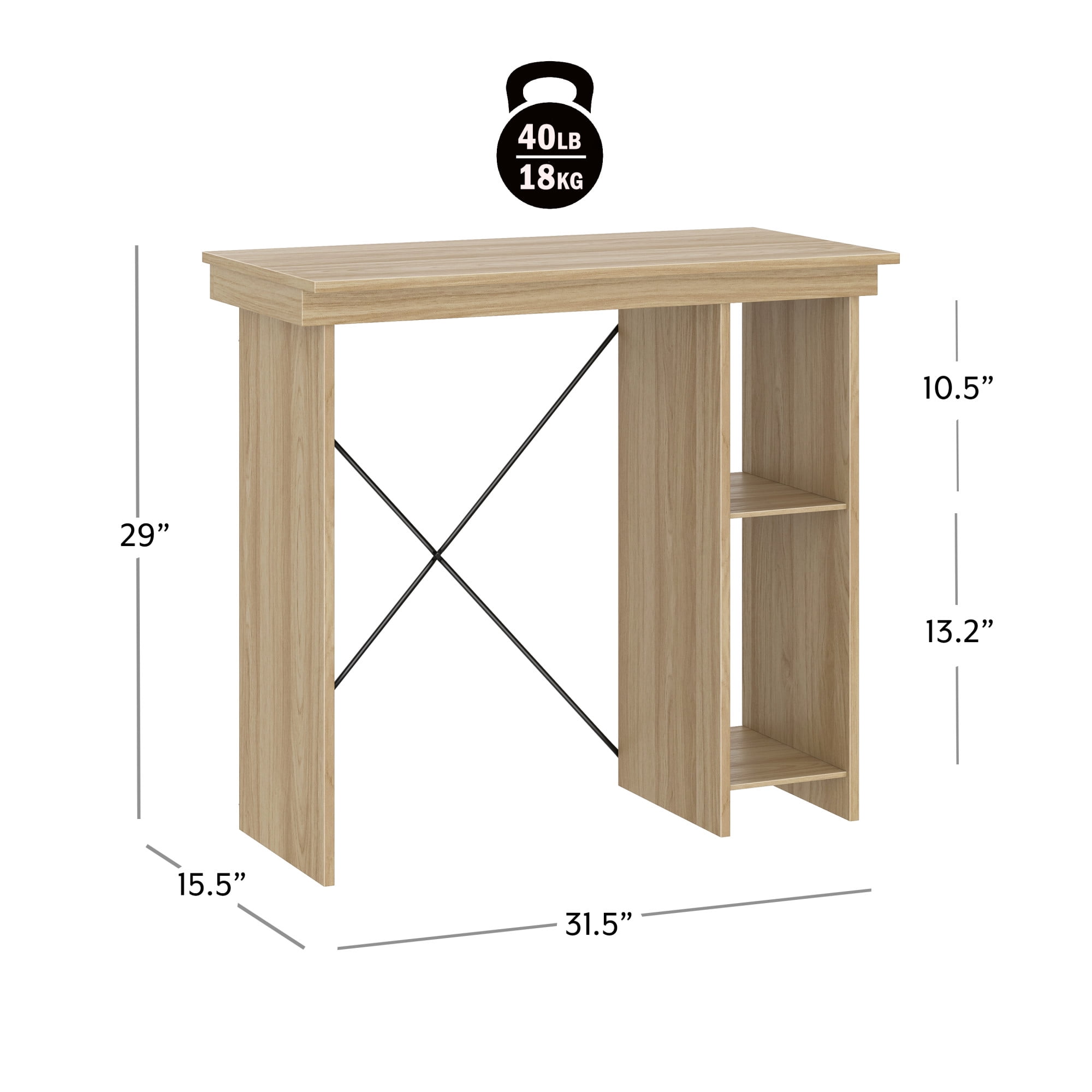 Mainstays Ardent No Tools Small Space Writing Desk, Euro Oak