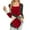 Red-2, variant on qolati Women's Fall Long Sleeve T Shirts Dressy Trendy Printed Ruched Square Neck Shirts Casual Loose Flowy Holiday Pullover Tops