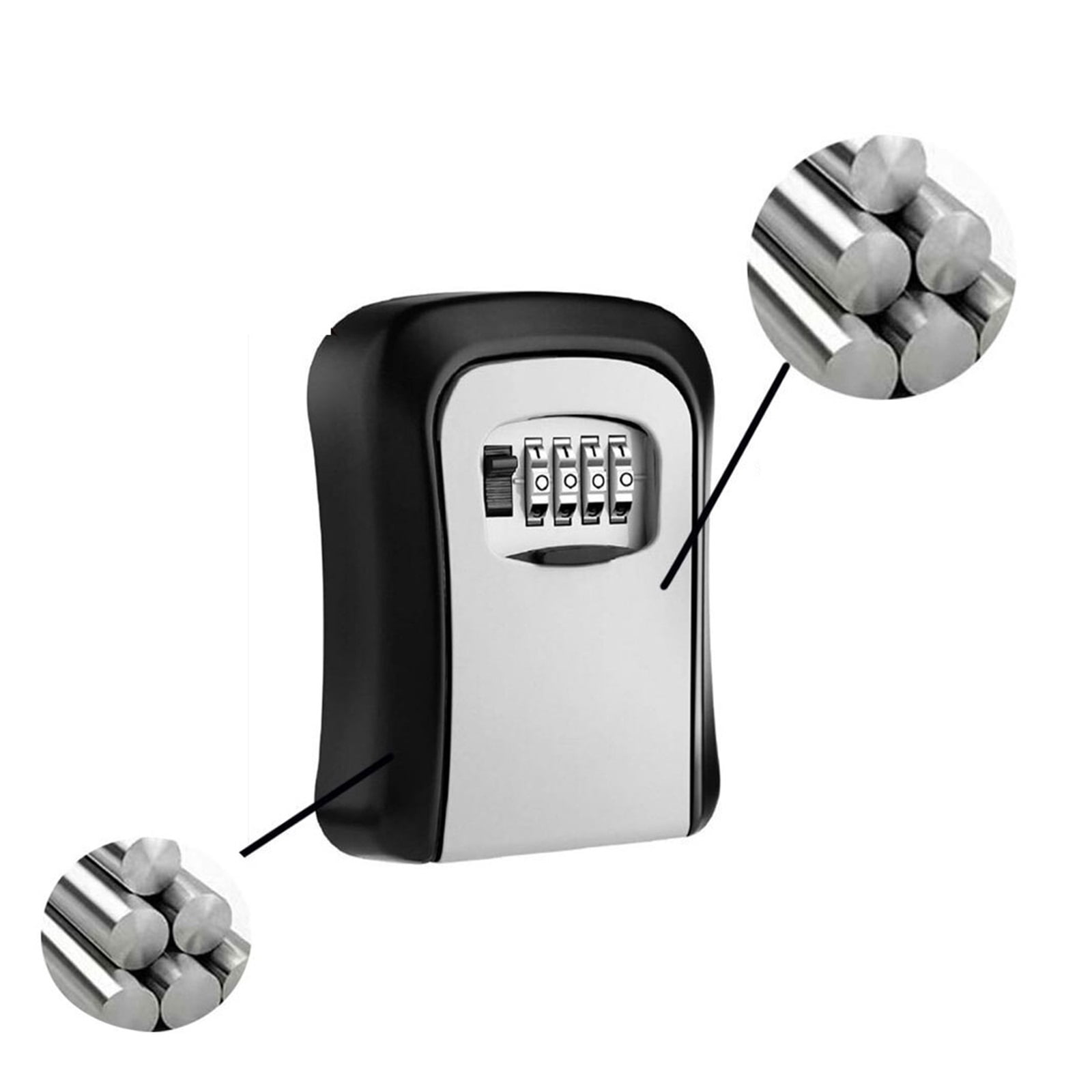Key Lock Box , Wall Mounted Aluminum Alloy Key Safe Box Weatherproof 4 Digit Combination Keys Storage Lock Boxes ,Security and Anti-Theft