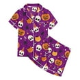 thumbnail image 5 of Gelikeya Girls Silk Pajamas Size 8-9 Halloween Pajamas Short Sleeve T Shirts Shorts 2 Piece Outfits Halloween Nighie Gifts Preppy Pjs 2-13Y (Purple, 8-9 Years), 5 of 5