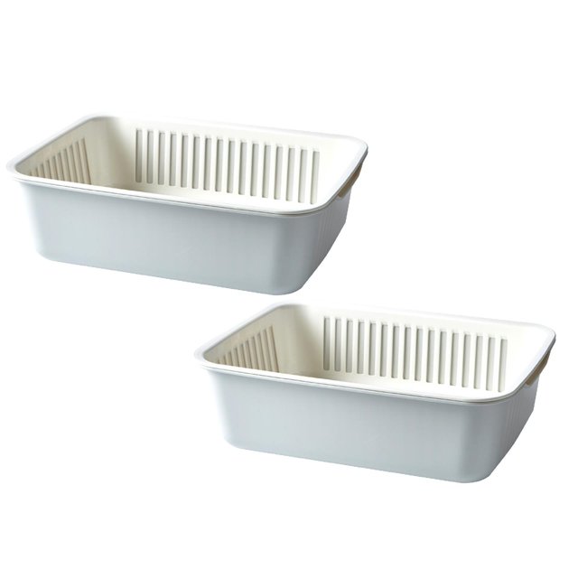 Shower Soap Dish With Hook 2 In 1 Kitchen Strainer Colander Set Household Double Layer Drainer Vegetable Washing Bowl Multifunctional Fruits Drain Basket Organizer Drain Basket Vegetable Gray
