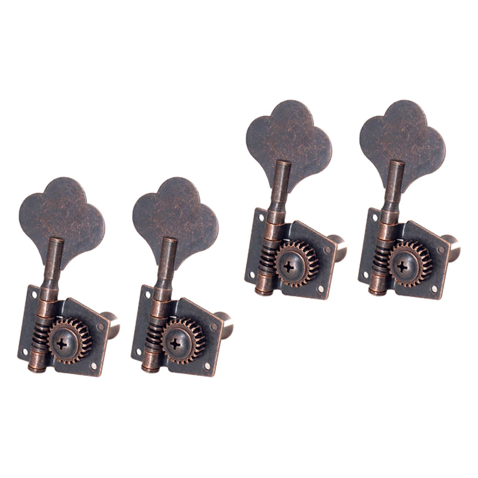 LeeQinersw 4 Open Bass Tuning Pegs Electric Bass Tuning Pegs Machine Heads Knobs Metal Bass 4R Red Bronze