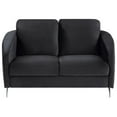 thumbnail image 3 of Bowery Hill 19" Modern Velvet Upholstered Elegant Chic Loveseat Couch in Black, 3 of 6