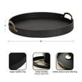 thumbnail image 6 of Kate and Laurel Oxbury Decorative Vegan Leather Round Tray with Handles, 18 Inch Diameter, Black and Antique Brass, Modern Circle Ottoman Tray for Use as Tabletop Decor Accent or Display Option, 6 of 10