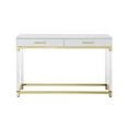thumbnail image 2 of Ebbe White/Gold Console Table - High Gloss Finish, Acrylic Legs, Stainless Steel Base, 2 Drawers, 2 of 9