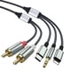 thumbnail image 1 of Adaptador de cable de audio auxiliar para iPhone a RCA, cable RCA a 3,5 mm, cable de audio USB C a 2 RCA, para amplificador de potencia, coche, cine en casa, altavoz y más, 1 of 6