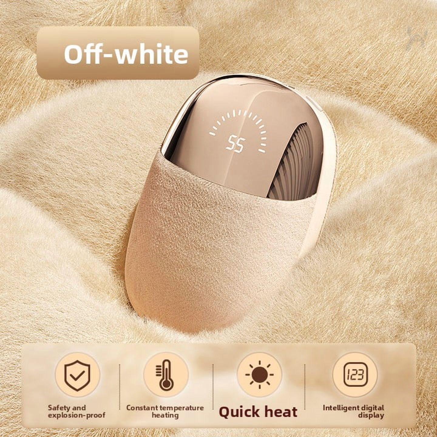 Plush hand warmer, double-sided heating, with digital display, 6 layers of protection, long battery life.