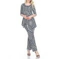 thumbnail image 2 of White Mark Women's 3/4 Sleeve Tunic and Palazzo Pant Set, 2 of 5