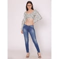 thumbnail image 6 of HERE&NOW Women's Printed Cotton Crop Top Long Balloon Sleeves Sweetheart Neck High Waist Summer Wear Western Style High Rise Top, 6 of 7