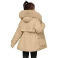 thumbnail image 6 of Breezora Women Winter Puffer Coat Thicken Lined Down Parka Outerwear for Cold Weather Comfort and Fashionable Style with Lightweight Warmth L Size Khaki, 6 of 9