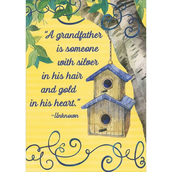 Designer Greetings Two Story Birdhouse with Blue Roof Grandparents Day Card for Grandfather