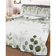 thumbnail image 3 of Quilts Twin-XL Size Bedding Set, Green Eucalyptus Leaves Lightweight Quilted Comforter, Summer Botanical Weeping Soft Reversible Bedspread Coverlet with Pillow Covers for All Season, 68" x 98", 3 of 7