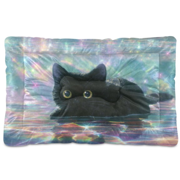 Cozy Mat Pet Bed Indoor Outdoor Warm Soft For Cat Dog Puppy(S/M) Black Cat in The Pool