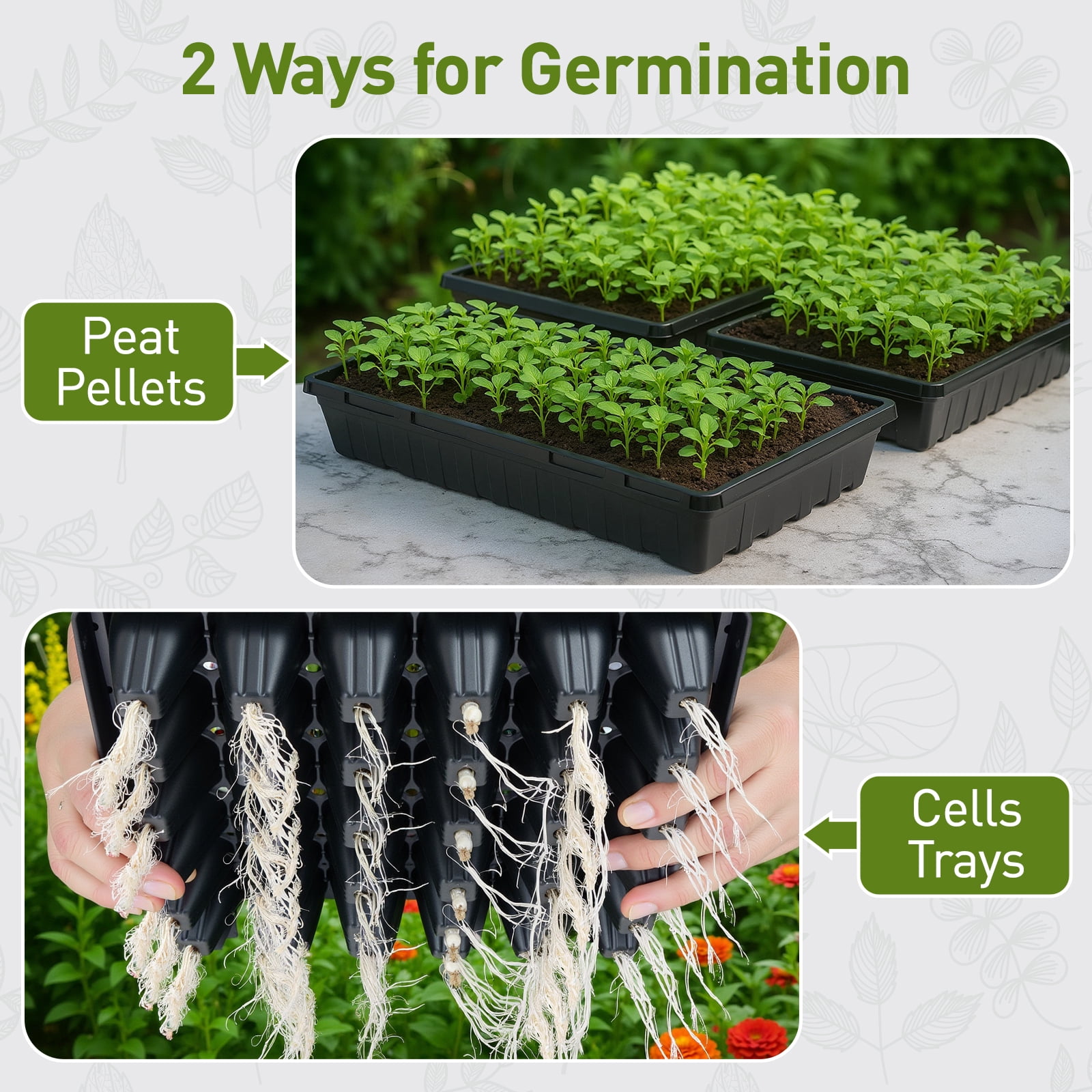 5-Pack Seed Starter Trays Set – Includes 1020 Trays (No Holes) + 72-Cell Deep Plug Trays (2.44" Deep) + 5" Clear Humidity Domes for Vegetables, Herbs, Flowers