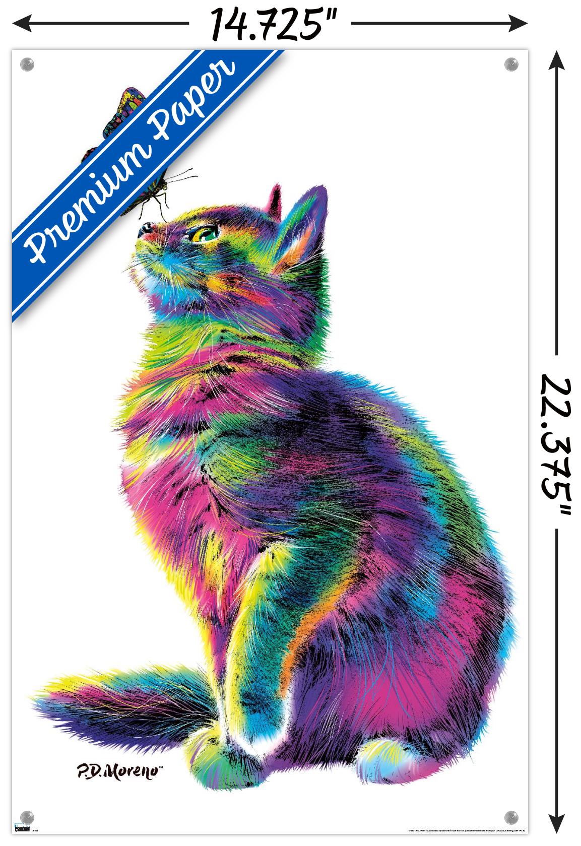 PD Moreno - Cat and Butterfly Wall Poster with Pushpins, 14.725" x 22.375"