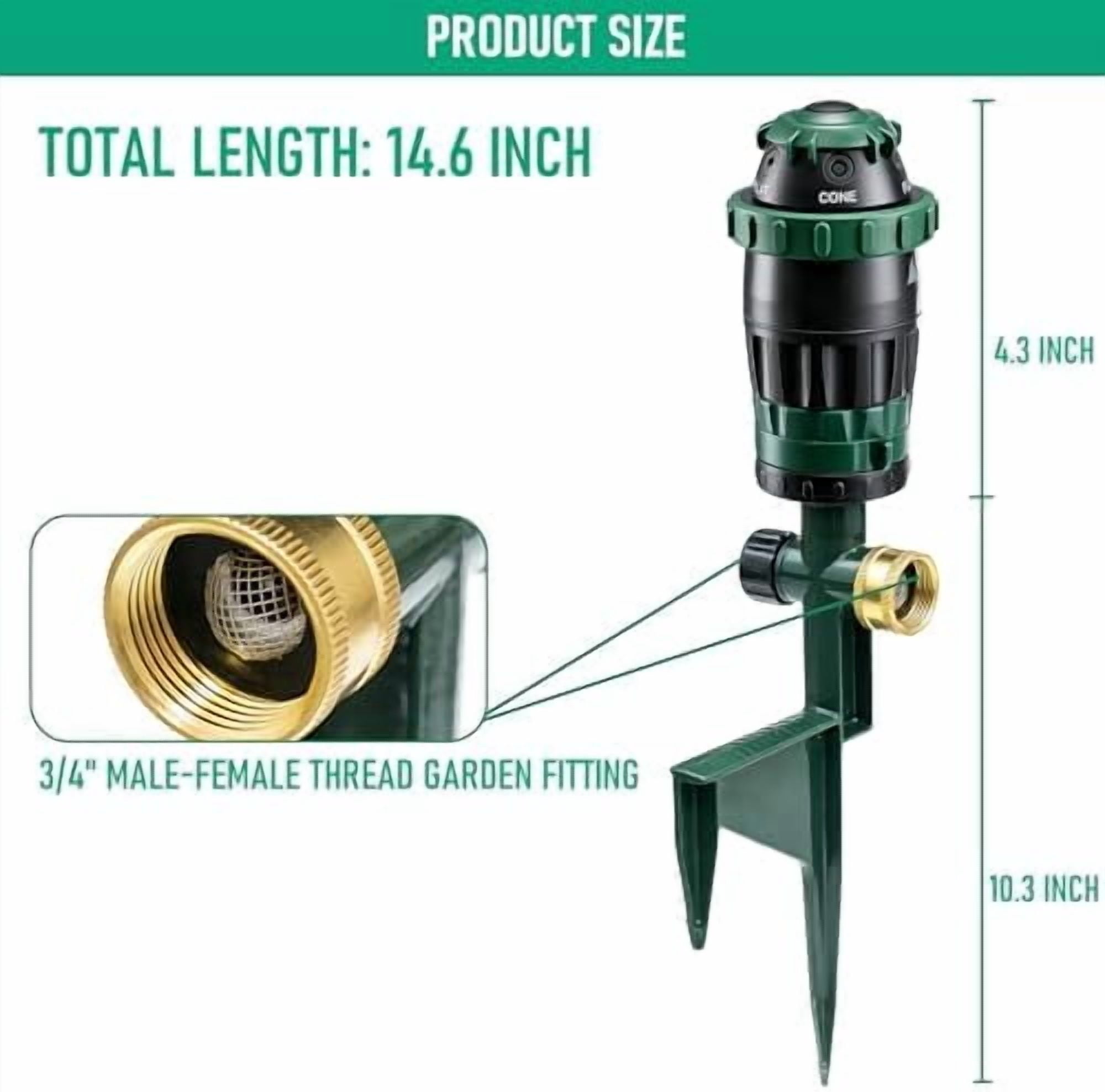 Tekola 2-Pack Gear Drive Sprinklers for Yard, 360 Degree Garden Water Sprinkler Head on Spike Base with 3/4 Inch Adapters, 5 Modes Adjustable Irrigation Tool for Large Area Yard Lawn Garden