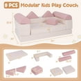 thumbnail image 3 of Costway Kids Modular Play Couch Play Set with Suede Fabric Cover High-Density Foam Pink, 3 of 10