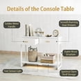 thumbnail image 3 of Modern White Console Table with Smart Foot-Sensor Light, 2 Drawers and Open Shelf, Narrow Entryway Sofa Table with Gold Handles Living Room, 3 of 10