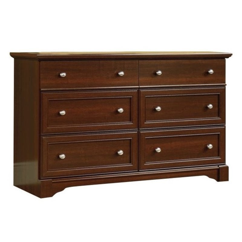 Bowery Hill Contemporary 6 Drawer, Cherry Wood Color Dressers In Bedroom